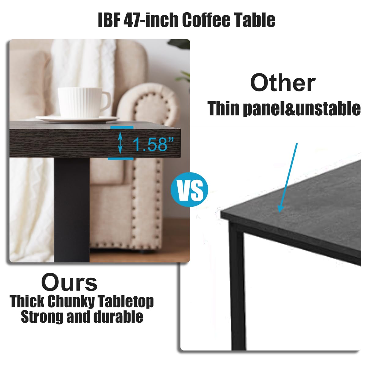 IBF Coffee Table Living Room Wooden Center Coffee Tables 120cm Dark Oak