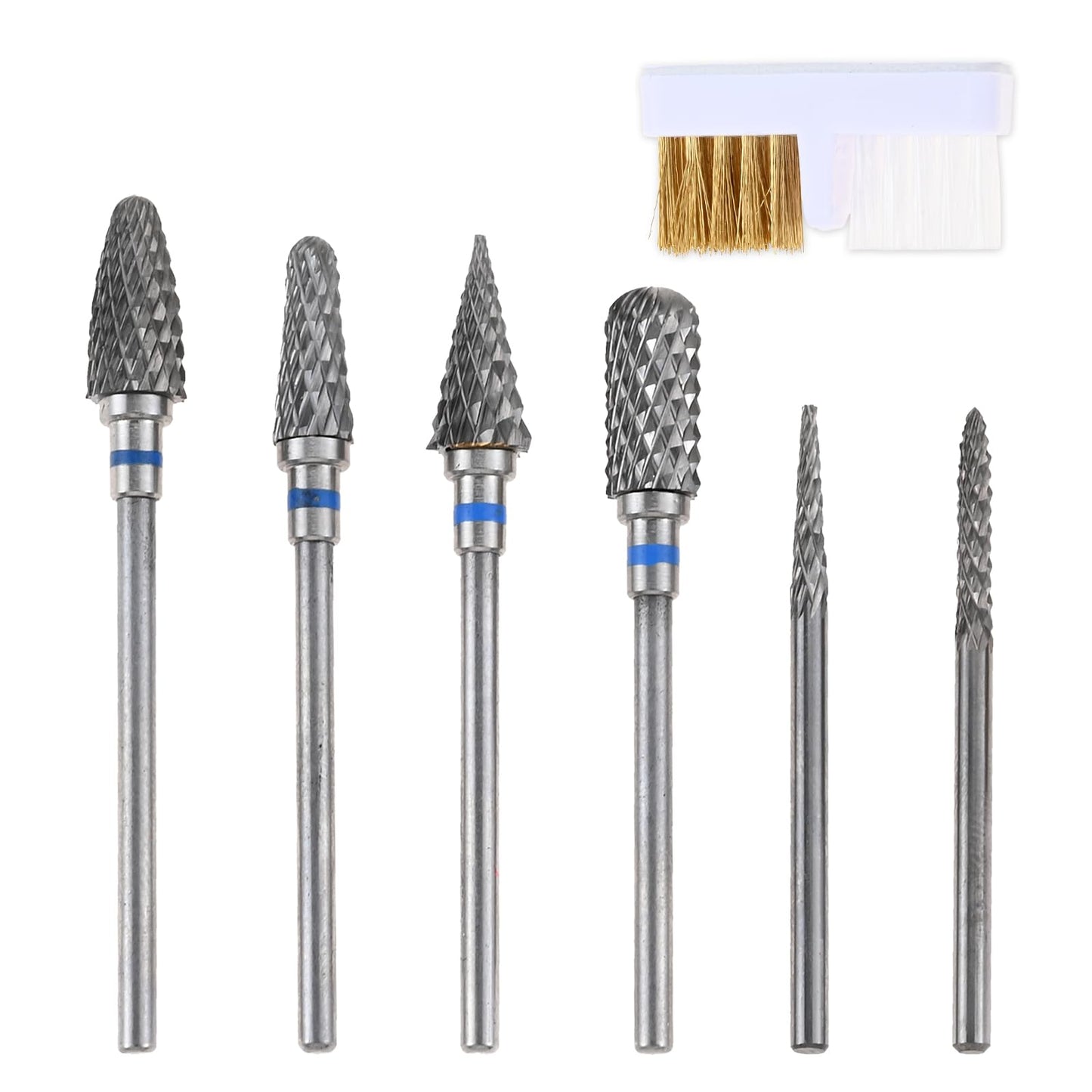 Dophee 6PCS Nail Drill Bits Set, 3/32 Inch Nail Bits Electric Nail Drill Bits Set for Home Salon Acrylic Gel Nails Manicure Pedicure Tools with