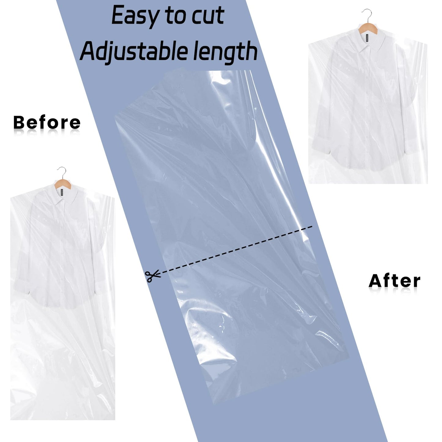 JIUBULUJIU 40 Pack Plastic Clothes Covers, 60 x 90cm Dry Cleaning Bags
