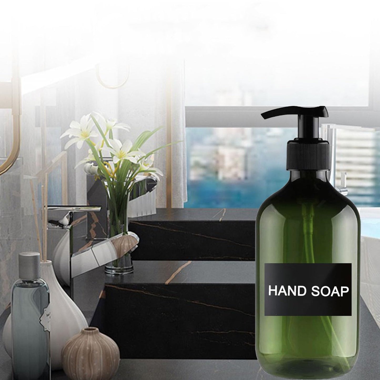 2 Package Shampoo Bottles With Pump, 500ml Brown Plastic shampoo bottles with pump