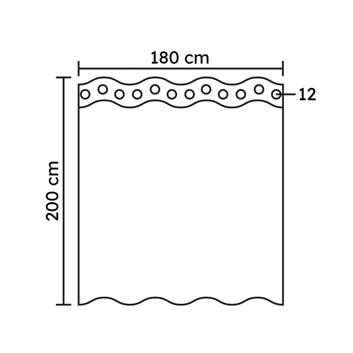 Kleine Wolke Shower Curtain, Polyester, Mare, 180x200 cm