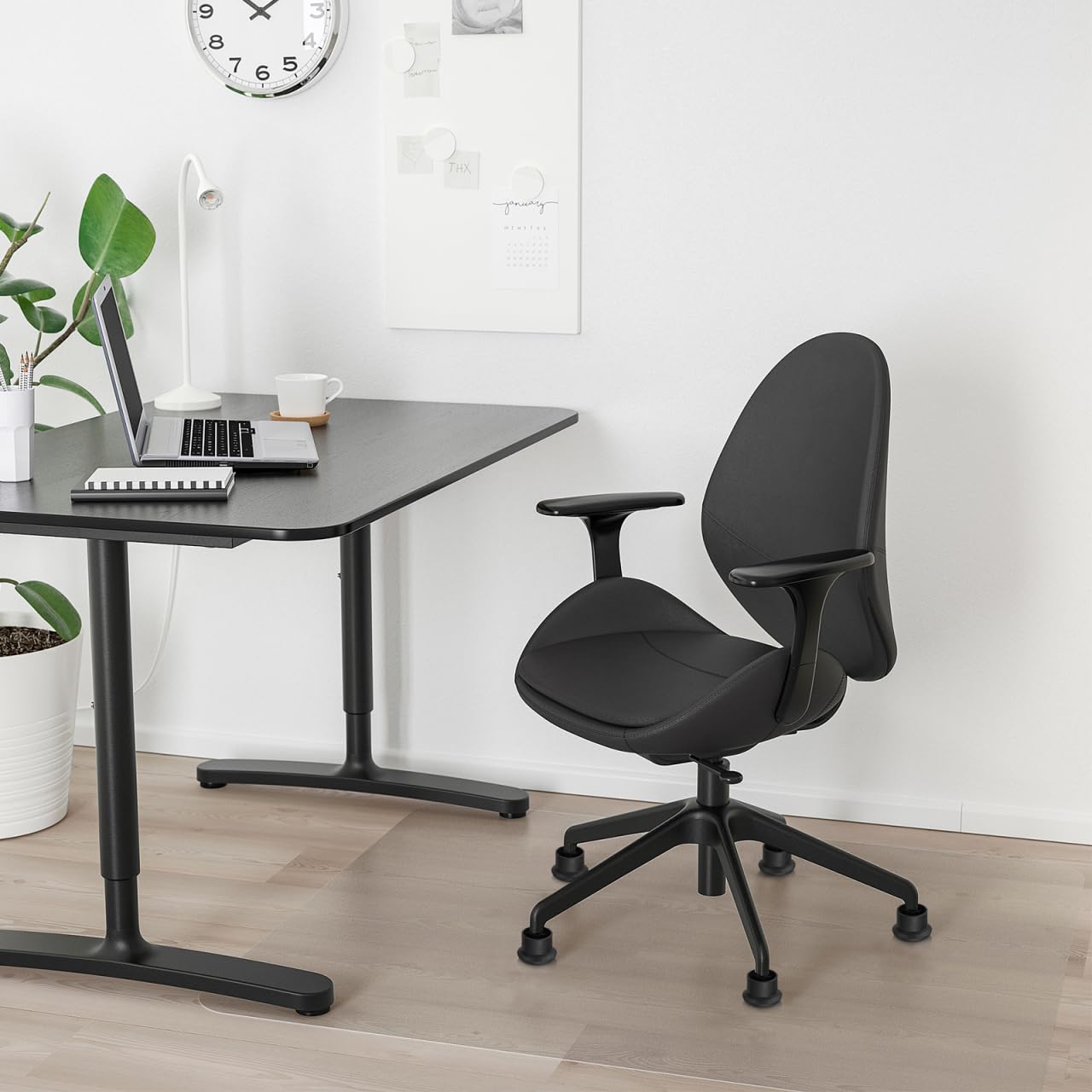 VOSAREA 5 x Replacement Felt Slider Chairs for Office Home (Black)