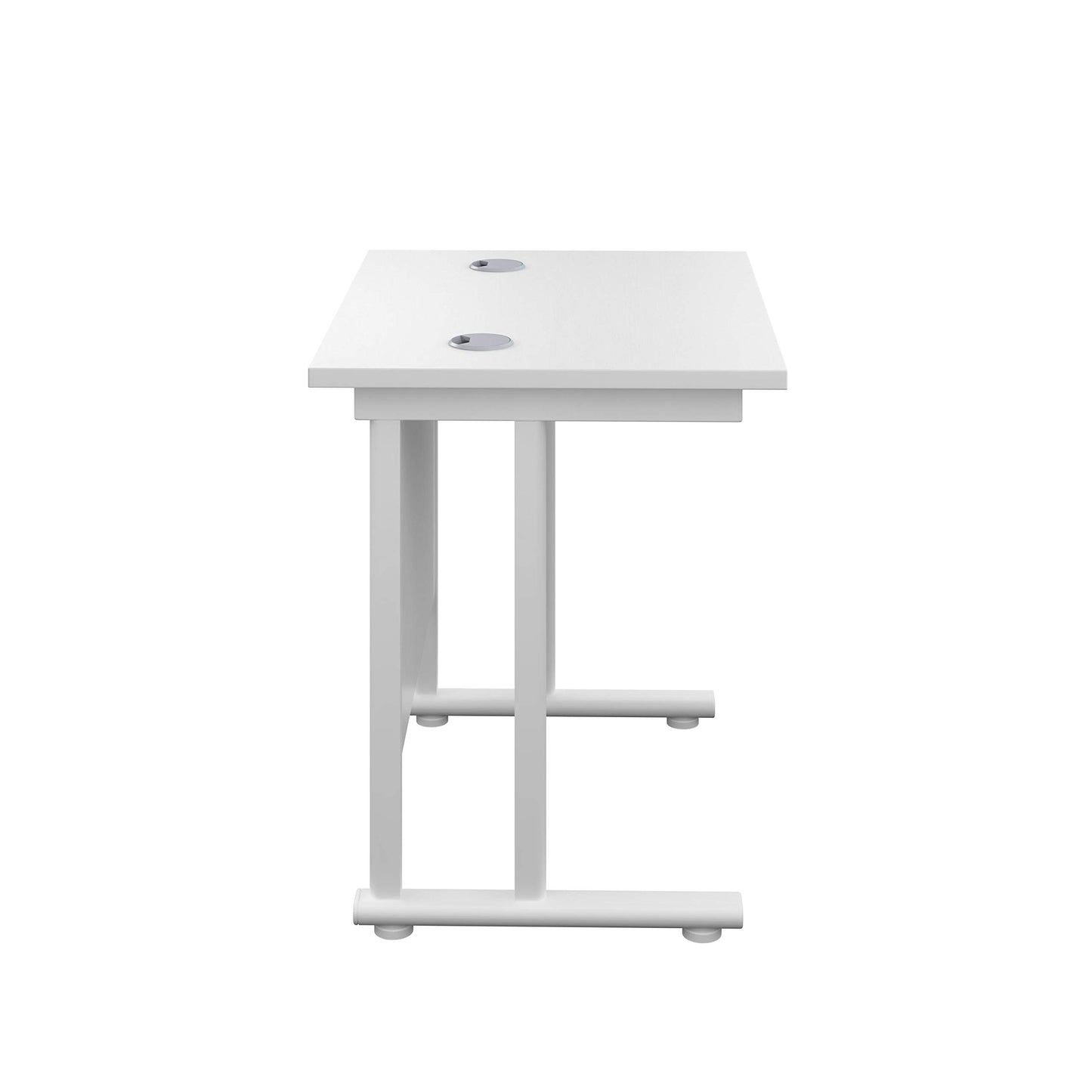 Office Hippo Rechteckiger Freischwinger-Schreibtisch, Metall, Weißer Rahmen, weiße Oberseite, 80 x 60 cm