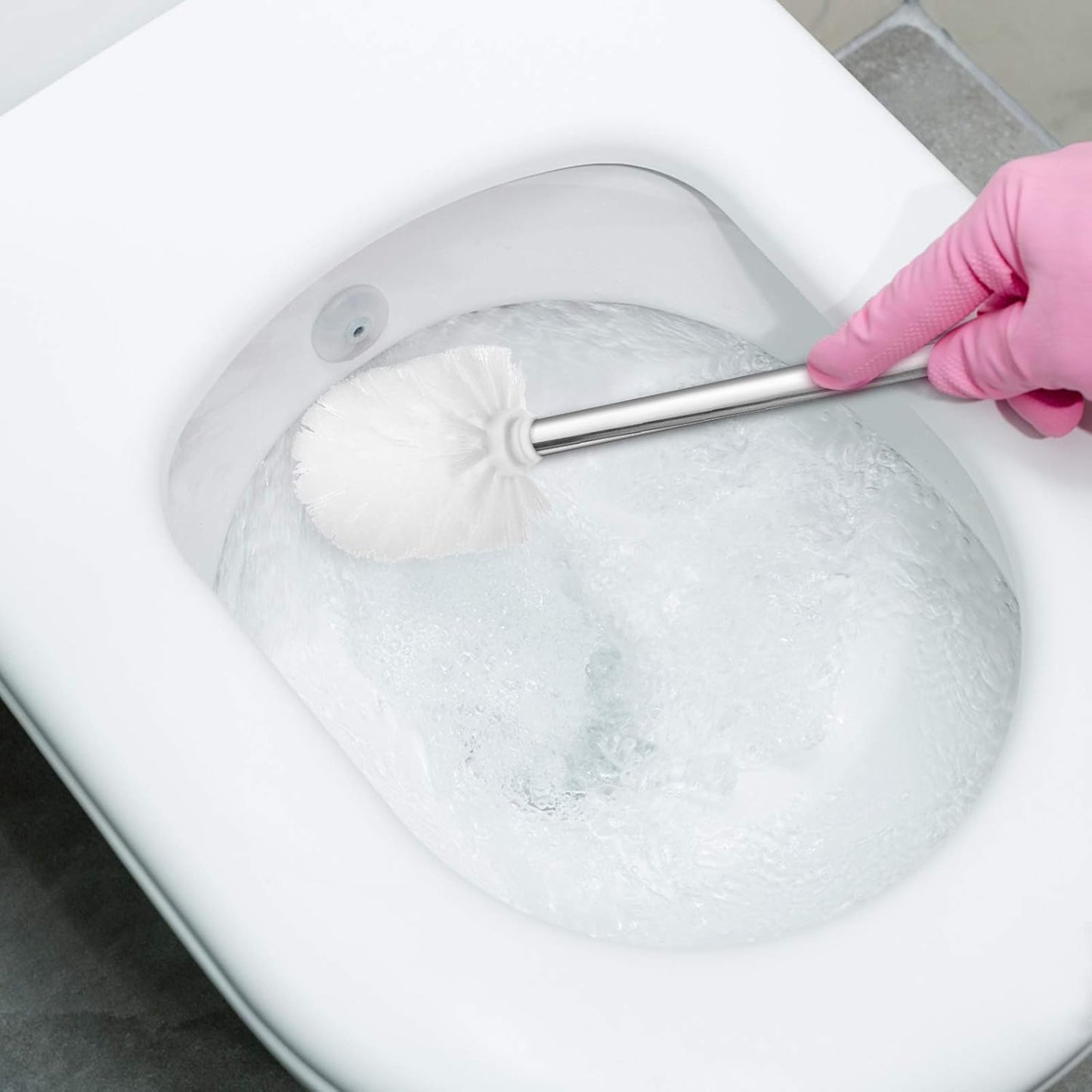 Topsky Toilet Brush 4-Pack, Stainless Steel Handle, Replaceable Heads