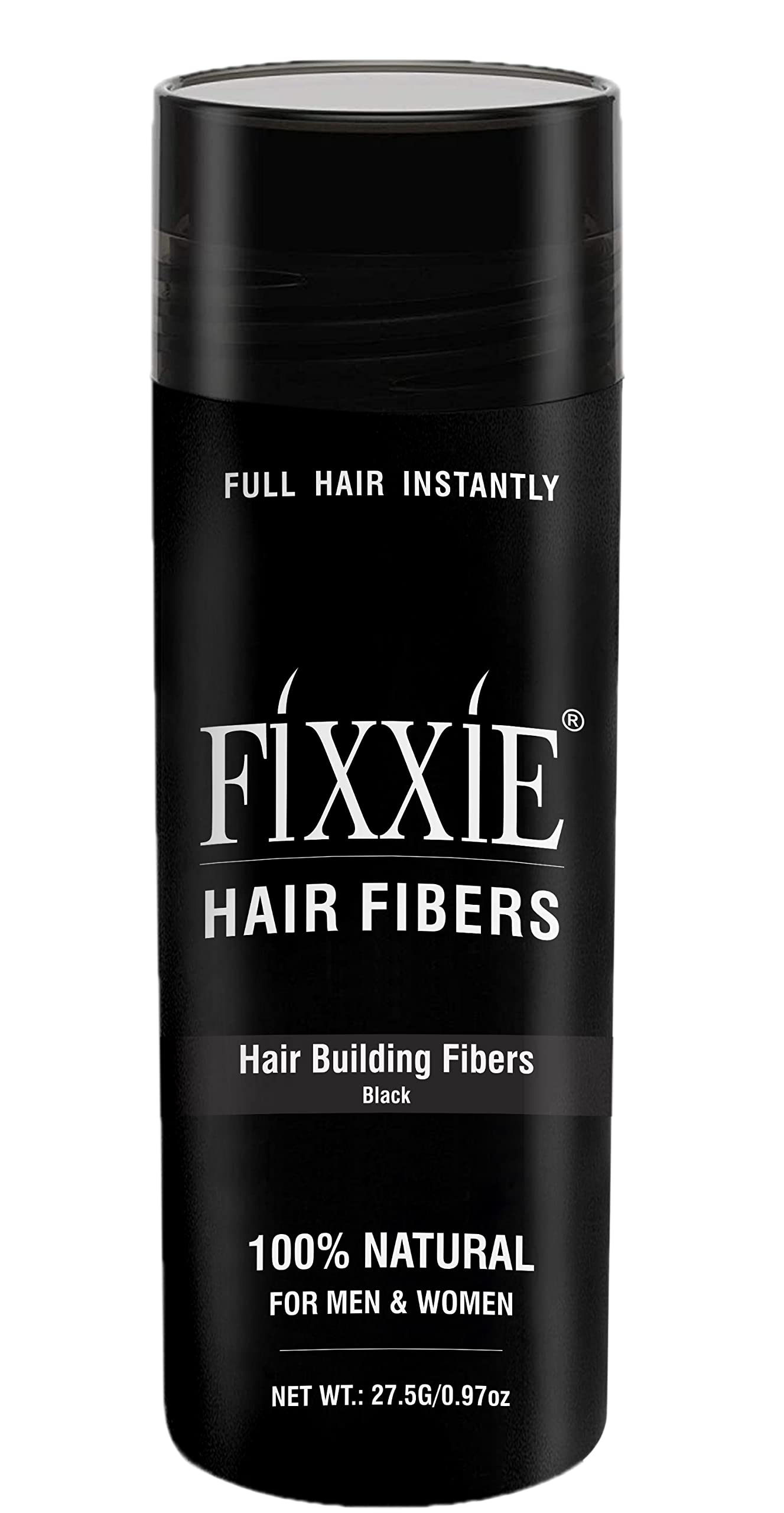 FIXXIE Hair Fibres BLACK for Thinning Hair 27.5g Bottle, Hair Fibre Concealer for Hair Loss for Men and Women, Naturally Thicker Looking Hair with