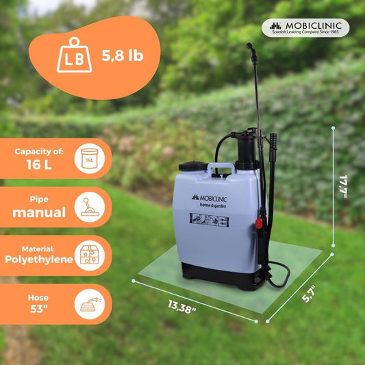 Mobiclinic?, Pump Sprayer, Capacity 16 L, Pressure Sprayer, Backpack, For Garden, Fumibug, Pump Sprayer, 4 Adjustable Nozzles, Light Weight 2,6 kg,
