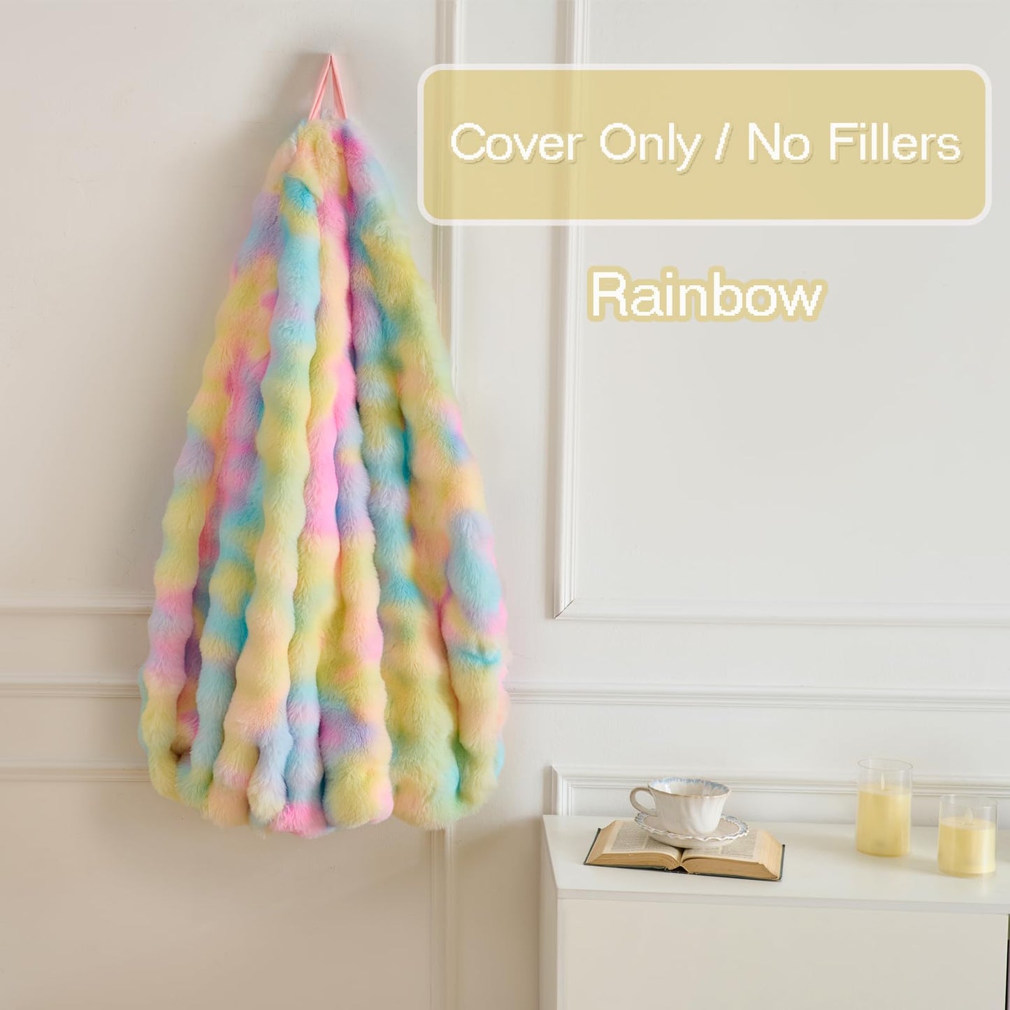Fluffy Faux Rabbit Fur Bean Bag Chair Cover(No Filler),Cozy Shaggy Bubble Stuffed Animal Storage Large Bean Bag Cover for Bedroom Living Room,Fuzzy