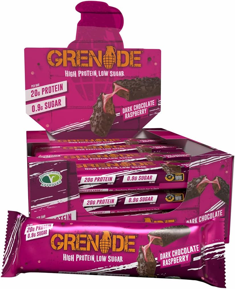 High Protein, Low Sugar Bar - Dark Chocolate Raspberry, 12 x 60 g