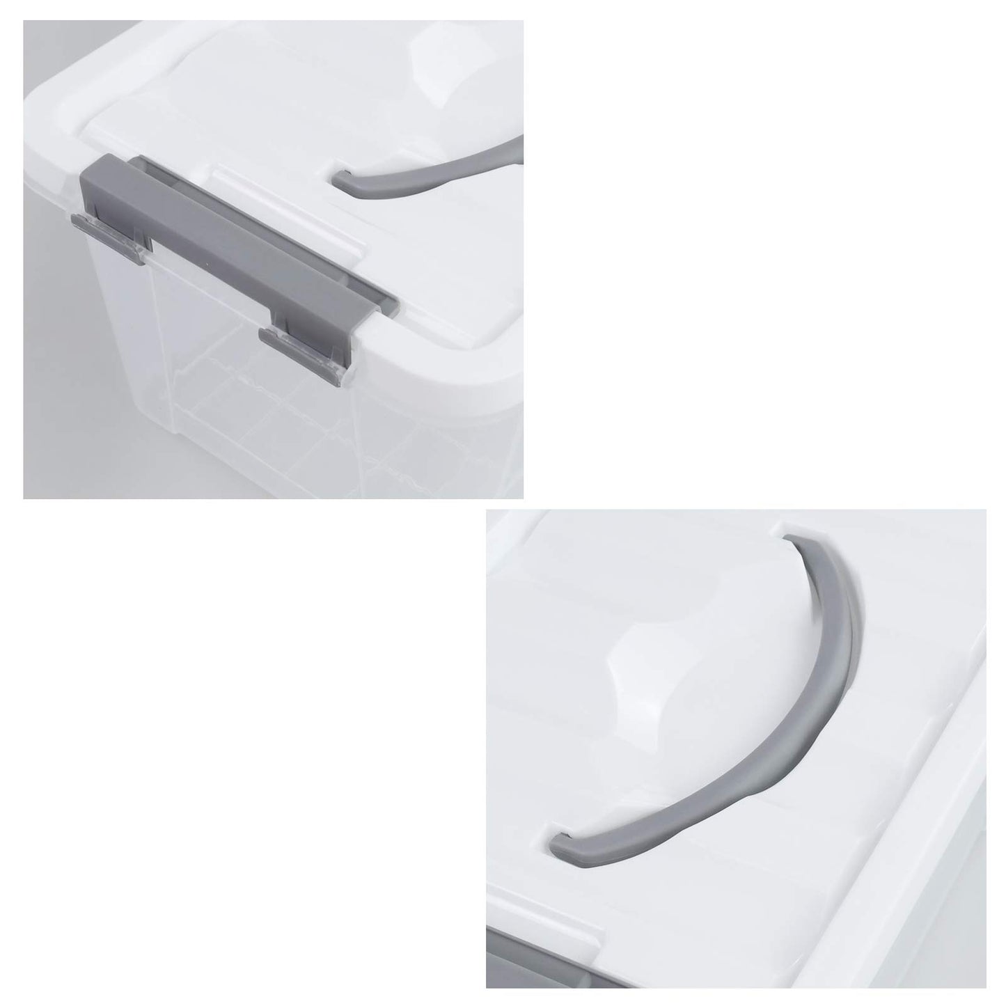 Hespama 5L Storage Boxes, Plastic Latching Box with Gray Handle, Pack of 6