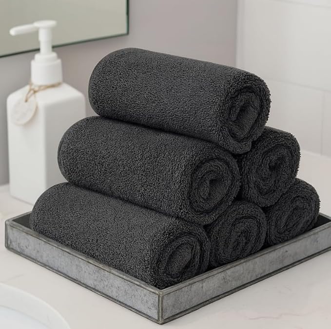 100% Cotton Face Cloths Pack of 12, Face Towels 500GSM Size (30x30cm), Soft Cotton Wash Cloths for Washing Face, Reusable Facial Cleansing Washcloths