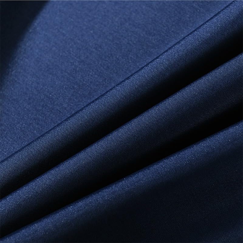 HOMTRYLIC Navy Blue Shower Curtain W180 x L220cm Plain Fabric Shower Curtain for Bathroom Water Repellent Extra Long Bath Shower Curtain Set with 12