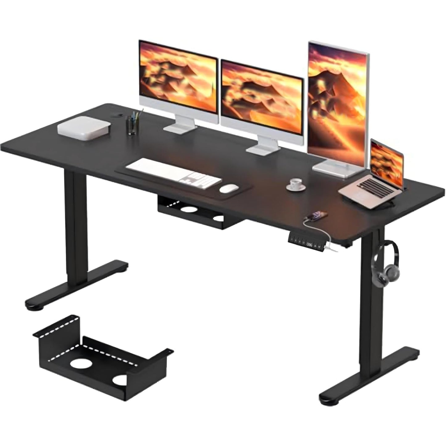 JUMMICO Electric Standing Desk 160x80 cm with Charging Port, Height Adjustable Computer Desk with Cable Tray,Ergonomic Sit Stand up Desk Rising Table