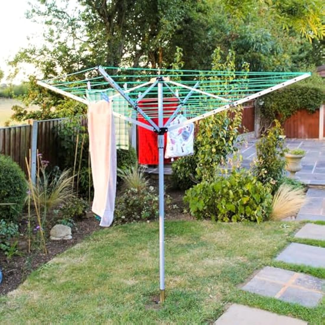 FLATRO Washing Line Spike with Plastic Adapter (32mm and 40mm) | Heavy Duty Metal Ground Spike Rotating Clothes Line for Washing Line Galvanized Garden Spike