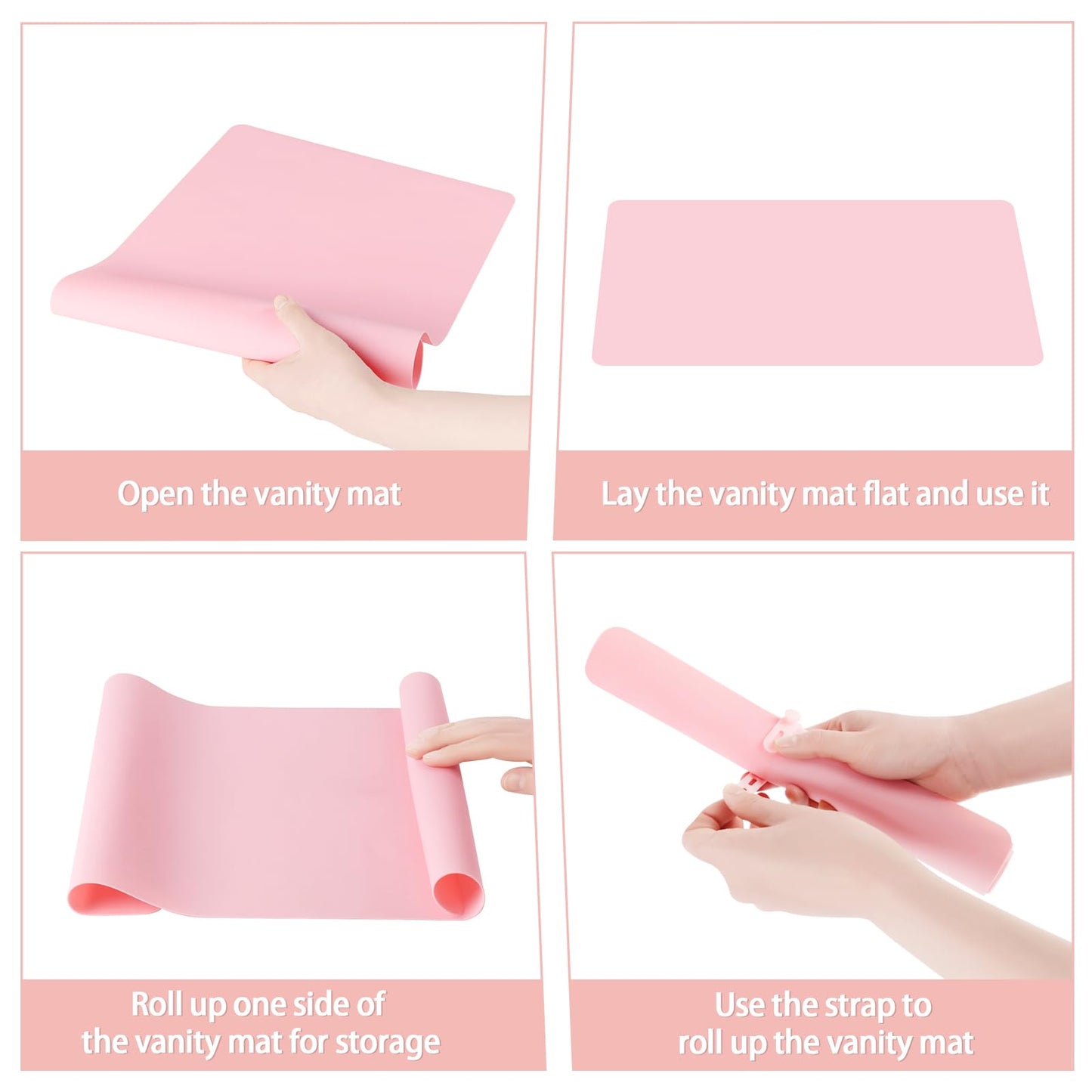 Silicone Dressing Table Mat Protector for Makeup, 55x30cm, Sakura Pink