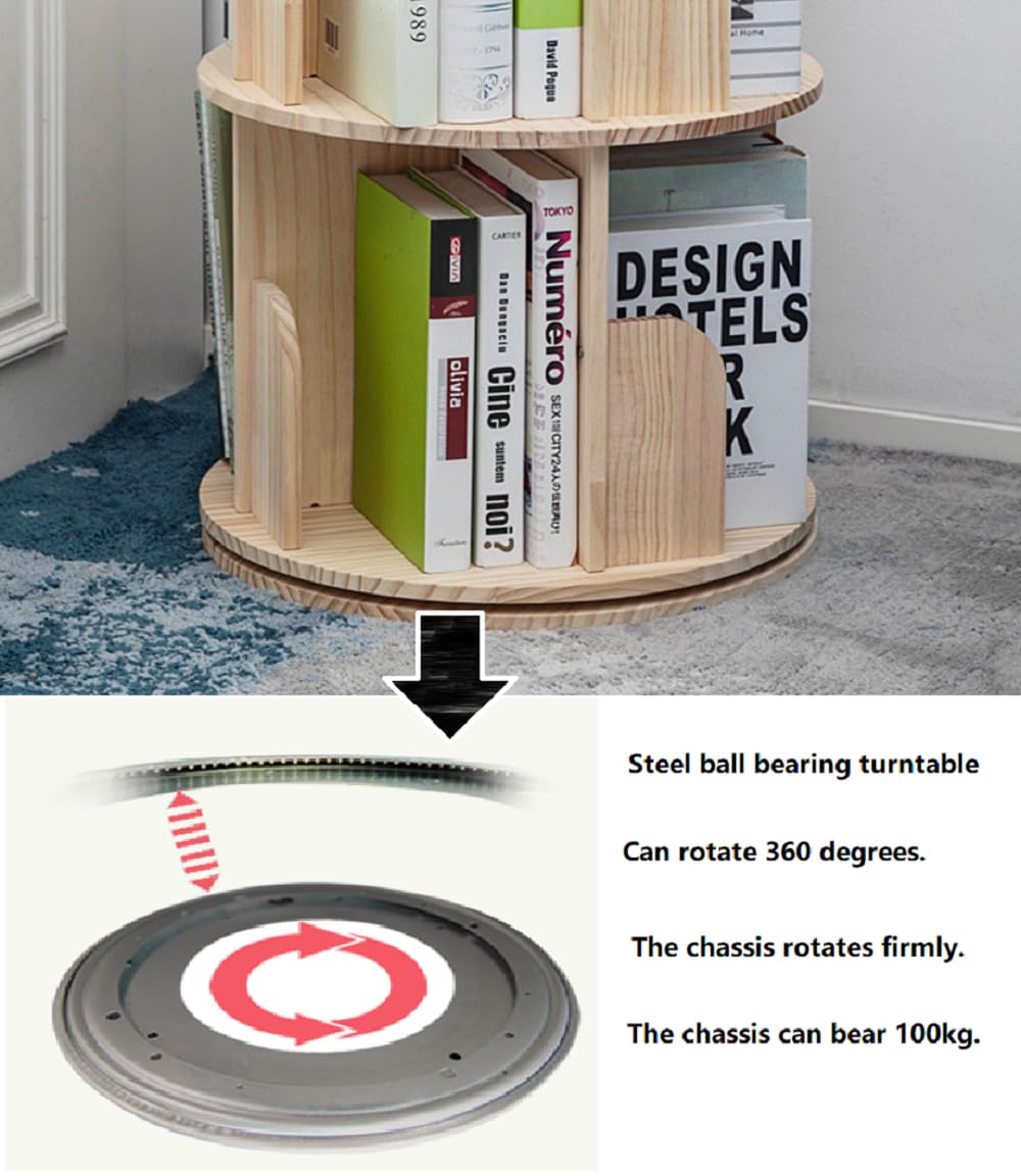 Heehee Rotating Bookshelf 360 Display Floor Standing Bookcase Storage Rack for Kids&Adults Multi-Functional Bookshelf Organizer (5-Tier)