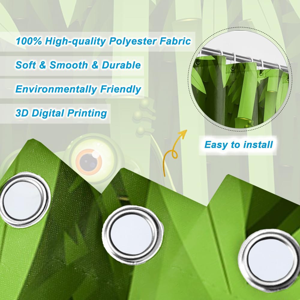 SDOTPMT 122x183cm Cute Frog Shower Curtain Funny Frog Bamboo Cartoon Animal Abstract Tree Leaves Bath Curtain Green Bathtub Curtain for Kids Bathroom