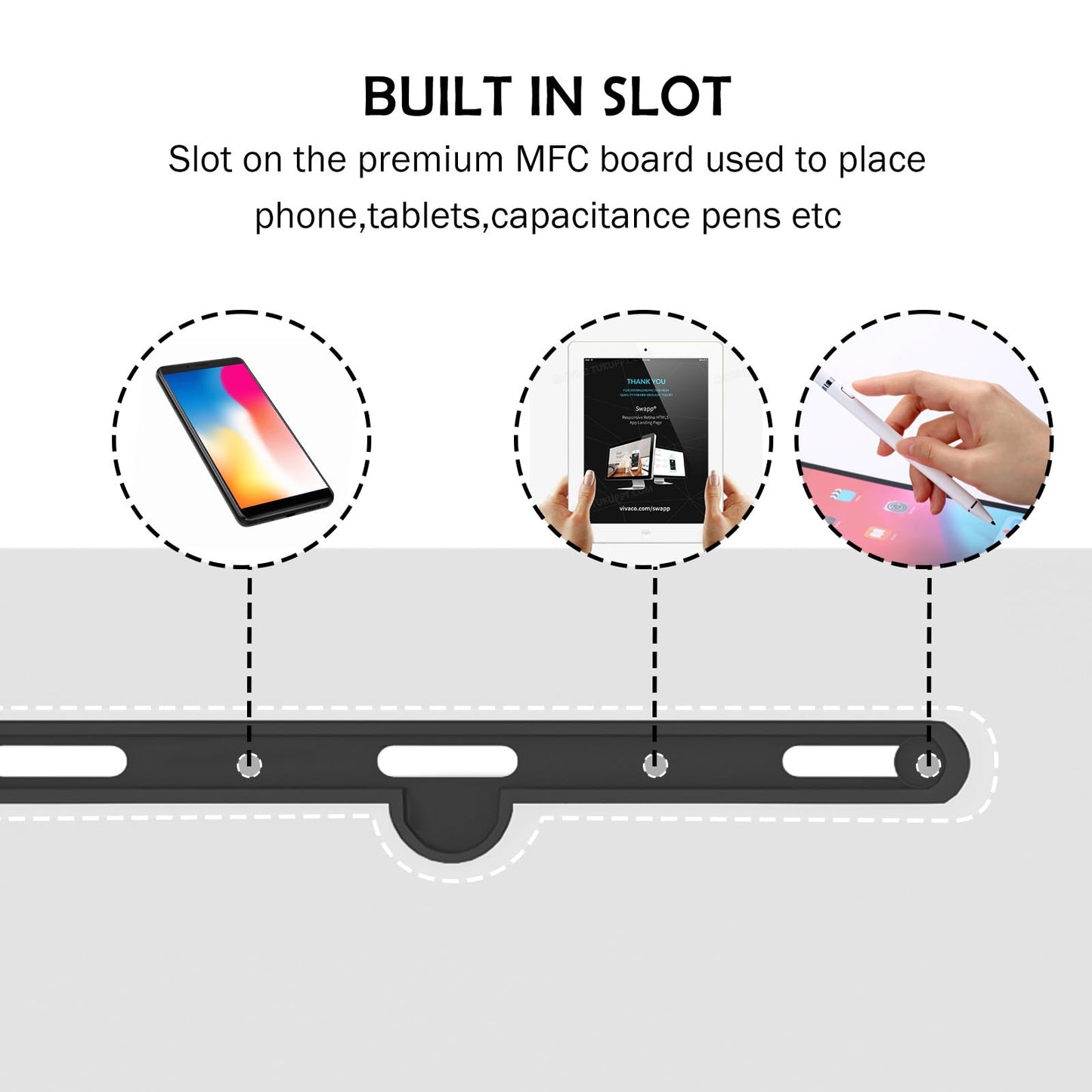 sogesfurniture Height-adjustable laptop table, computer desk with tablet slot, 80 x 40 cm, PC table, sofa table, care table, side table with wheels