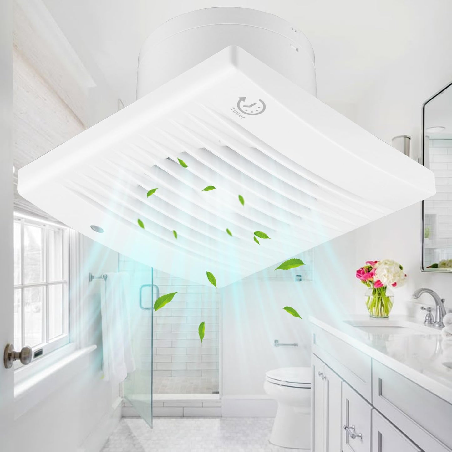 Minleer Bathroom Extractor Fan with Timer 100mm 4 Inch Silent Extractor Fan Wall or Ceiling Mounted Bathroom Fan Extractor with Backdraft Damper for