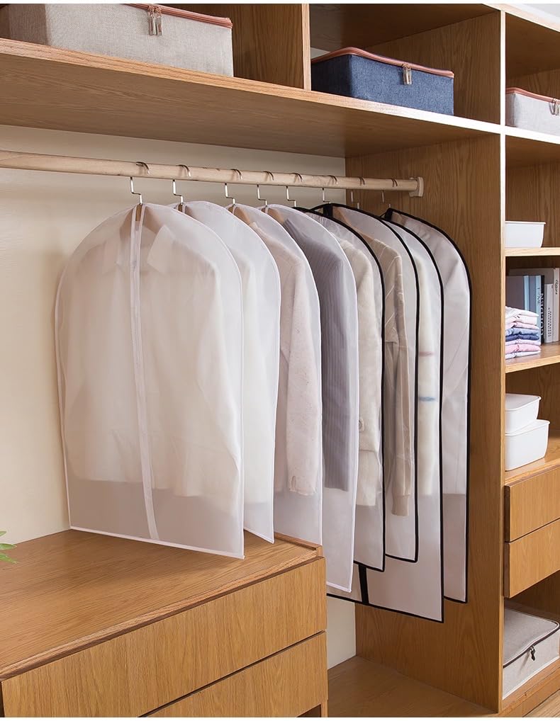 HomeClean Hanging Garment Bags 12 Pack Breathable Suit Bag Covers with Zip PEVA Clothes Cover Bags Coat Garment Bags Dress Cover Bags for Wardrobe