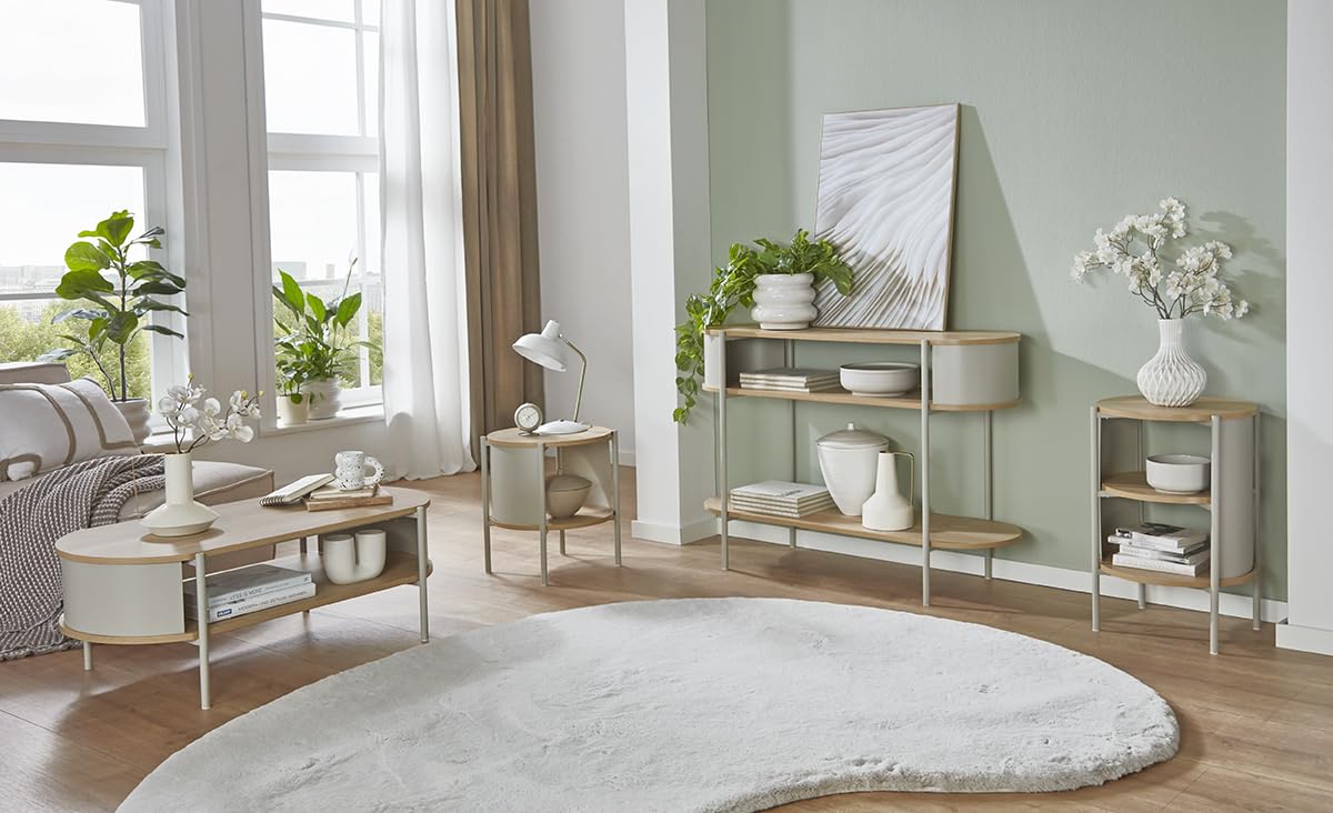 HAKU coffee table, oak, grey, metal, chipboard. Dimensions: W 100 x H 37 x D 54 cm. Style: Modern
