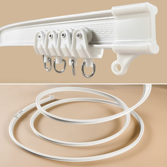 Flexible Ceiling Curtain Track | 7 m Curved Curtain Rail with Mute Rollers | Bendable Mount for Shower Bay Window RV Curtain Room Divider