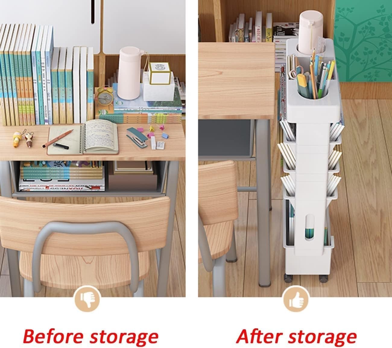 CIFFRA Mobile Bookshelf with Wheel, Large Capacity Magazine Rack Book Cart Removable Storage Organizer Kids Bookshelf