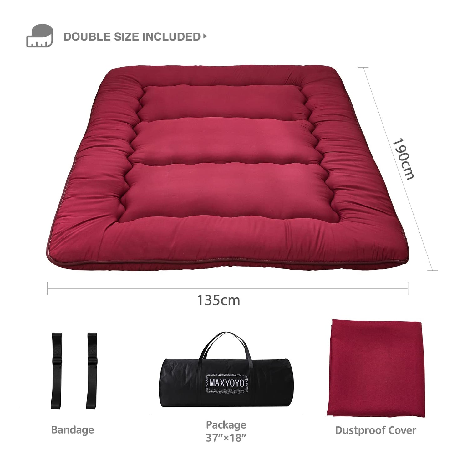 MAXYOYO Futon Mattress, Padded Japanese Floor Mattress Quilted Bed Mattress Topper