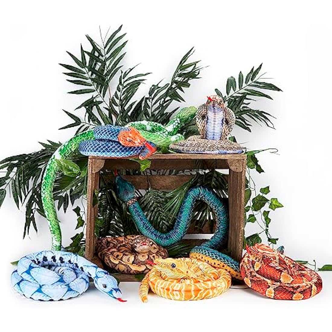 Zappi Co Kids Stuffed Soft Cuddly Plush Snake Toy - Part of Safari Animals Collection: Realistic and Lifelike, Perfect for Kids (180 cm Length)(Green Tree python)