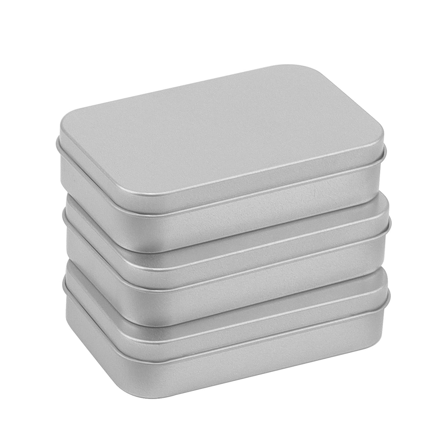 KEILEOHO 30 PCS Small Hinged Tin Box, 94x61x20mm Rectangular Metal Storage Tins for Candies Key, Silver