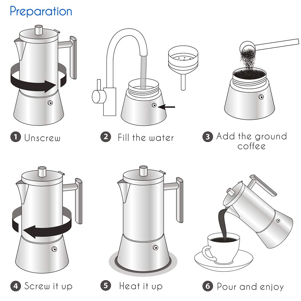 Easyworkz Diego Stovetop Espresso Maker Stainless Steel Italian Coffee Machine Maker 12cup 520ml Induction Moka Pot