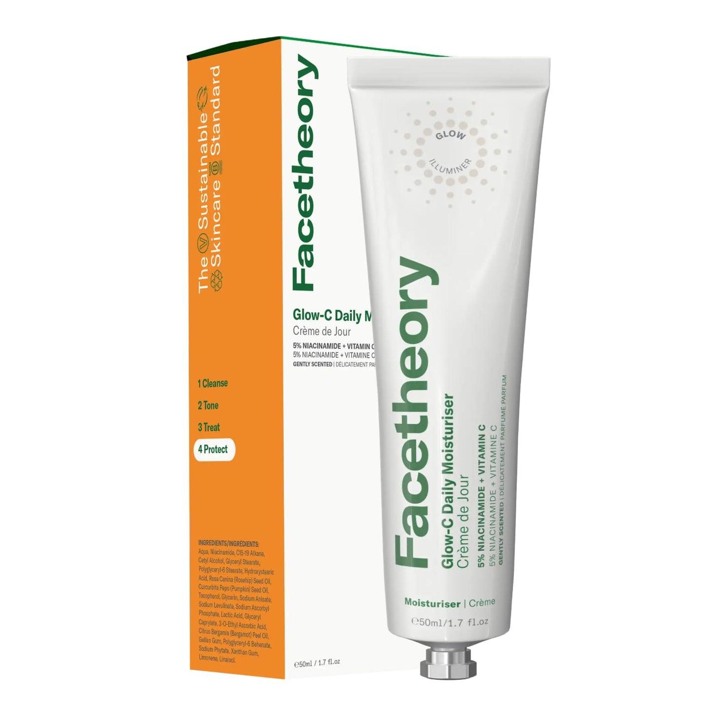 facetheory Glow-C Daily Face Moisturizer SPF 30 (Grapefruit) - Lightweight, Dual-Action Vitamin C & Niacinamide Cream for All Skin Types (50 ml)