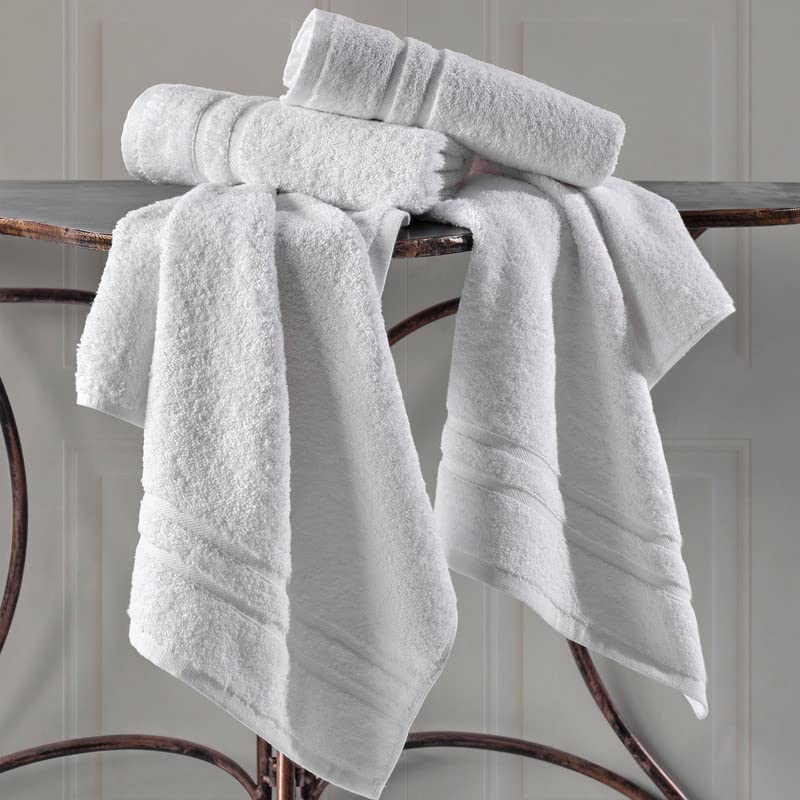 Hammam Linen White Hand Towels 4-Pack - 16 x 30 Turkish Cotton Premium Quality Soft and Absorbent Small Towels for Bathroom