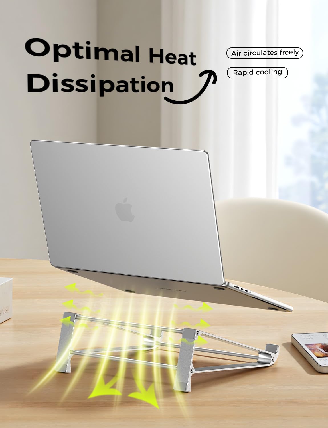 MAGIC JOHN Vertical Laptop Stand & Storage Holder - Portable Aluminum Stand with Silicone Pads, Detachable Design, Cooling & Desktop Riser