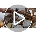 joeji's Kitchen Cheese Board Platter Set - Natural Wood Bamboo - Gift Set with Knives & Holder - Charcuterie Platter