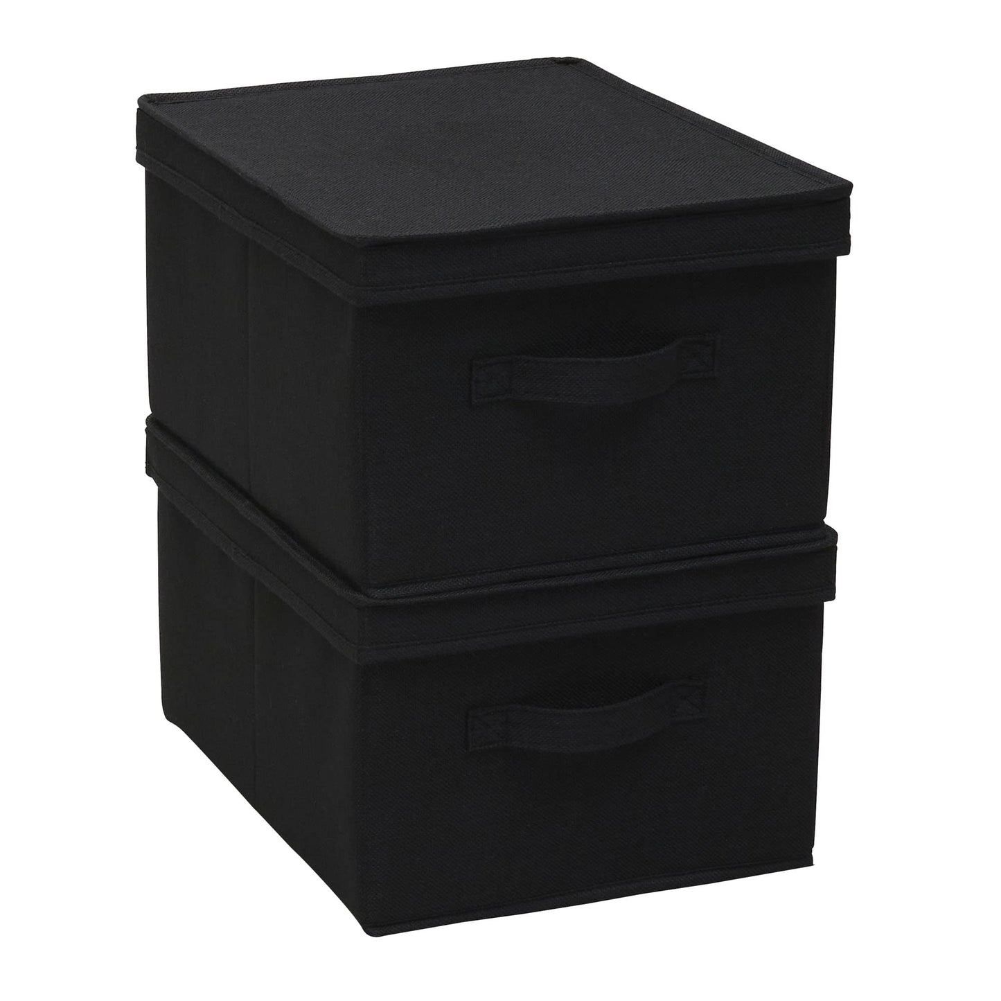 Household Essentials Wide Canvas Storage Box With Lid Box, 18.5x15x12 in., Latte, Set of 2
