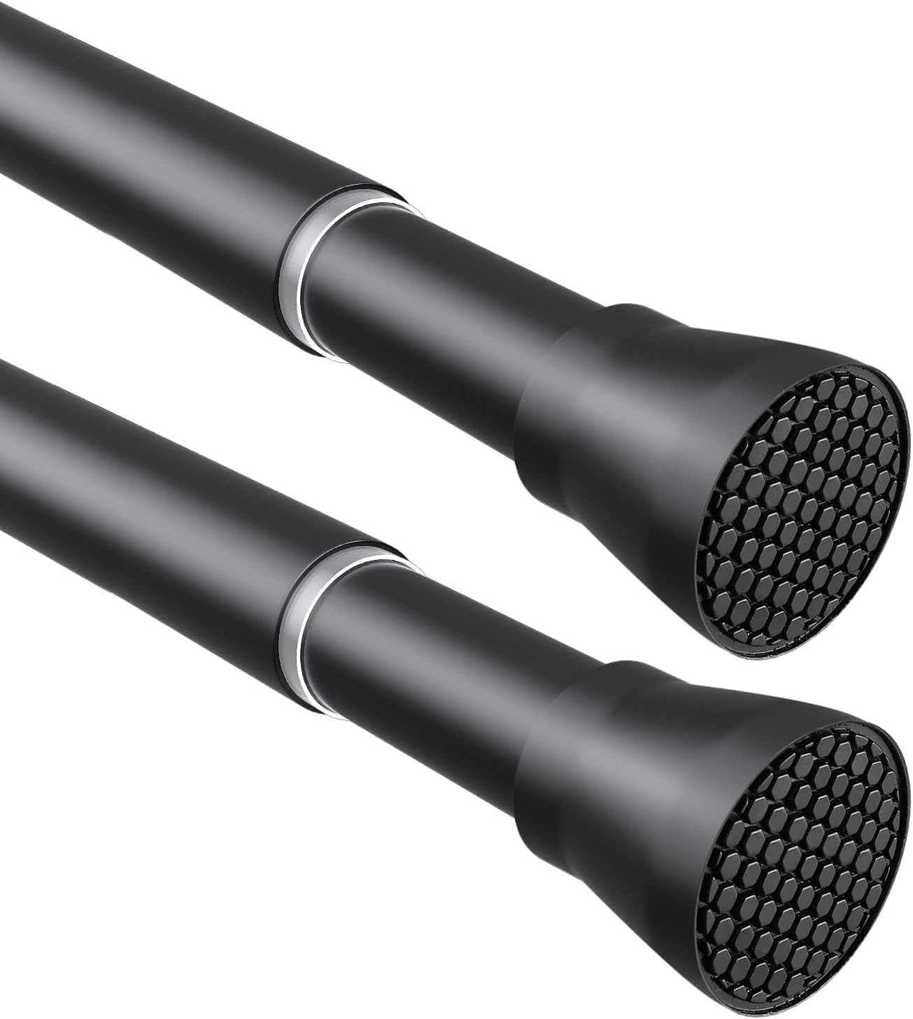 Extendable Curtain Poles 2Pcs Shower Rail 70-130cm Tension Rods for Curtains Shower Curtain Rod Shower Pole Tension Rod Curtain Pole No Drilling Black