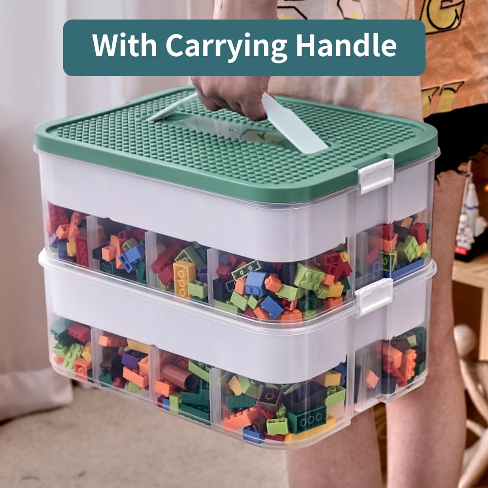 3-Layers Stackable Storage Boxes with Lids,for Lego Container,Toy Box