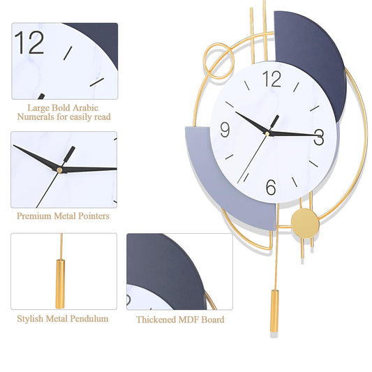 Large Wall Clocks for Living Room Decor Big Decorative Wall Clocks Battery Operated for Bedroom Kitchen Office Home Large Metal Wall Clock Silent Wall