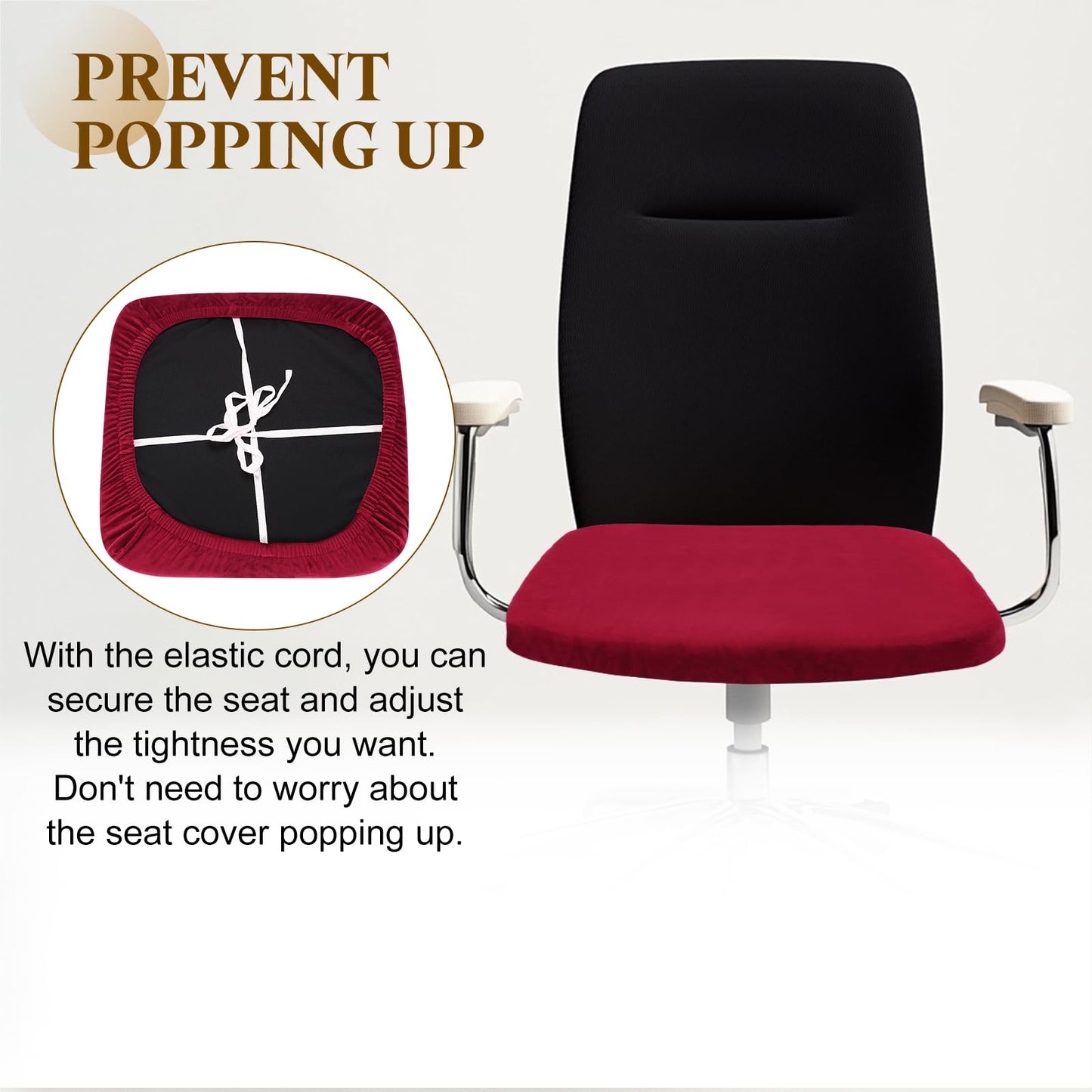 sourcing map Office Chair Cover, Stretchable Soft Rotating Chair Slipcover Washable Desk Computer Seat Cover Protector for Office Home, L(45-48cm)
