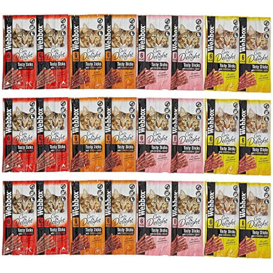 Webbox Cats Delight Tasty Sticks Chews Treats Variety Pack 4 x 6 (24 Sticks)