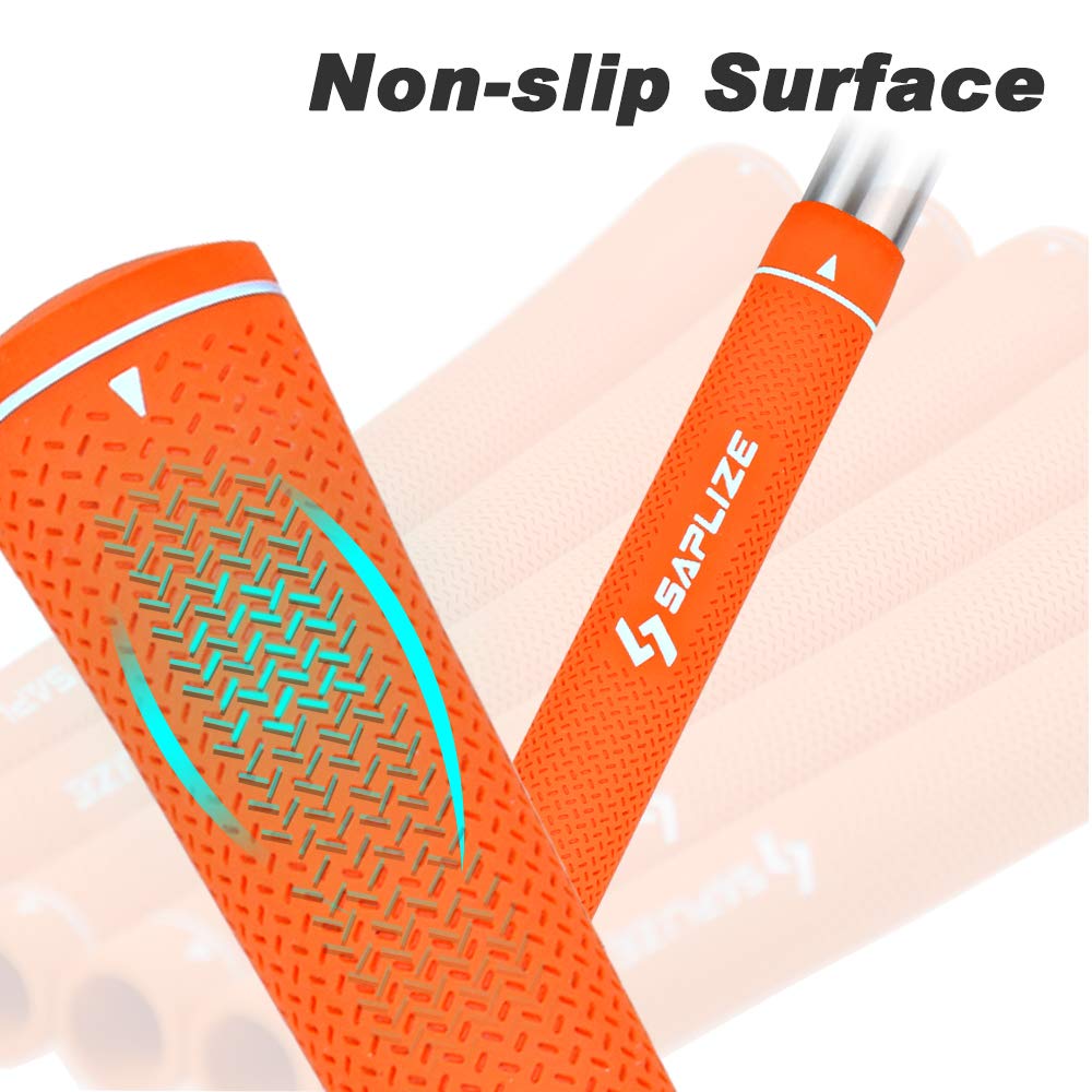 SAPLIZE Golf Grips, 13 Set with Complete Regripping kit, Standard Size, Rubber Golf Club Grip, Orange