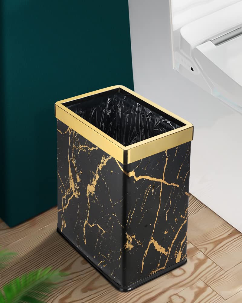 Small Bedroom Waste Bin,Trash Bin for Bathroom Office Hotel,Black Gold