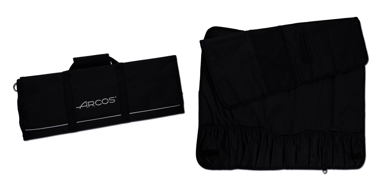 Arcos Knives Roll Bag - Knives Roll Bag to 12 Pieces - 100% Polyester 730 x 510 mm 29"x20" - Black Color (Knives NOT Included)