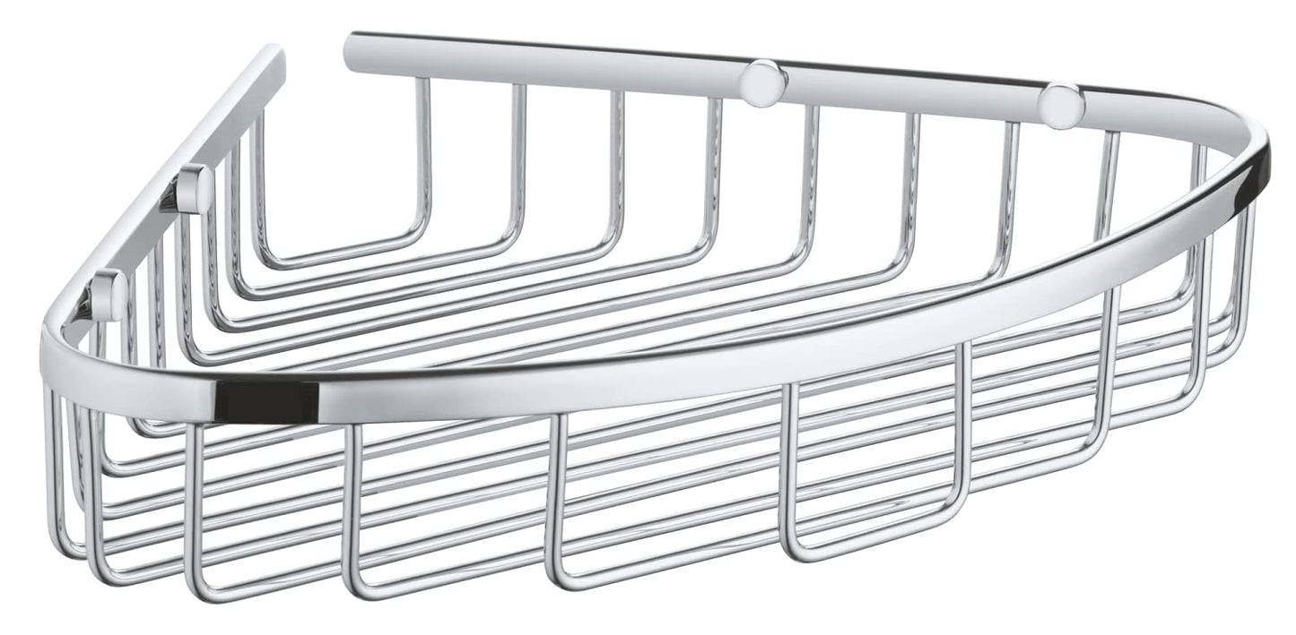 GROHE Start Cosmopolitan Soap Wire Basket (Metal, for Corner Installation, Including Screws and Dowels, Easy to Fit), Size 303 x 233 mm, Chrome,