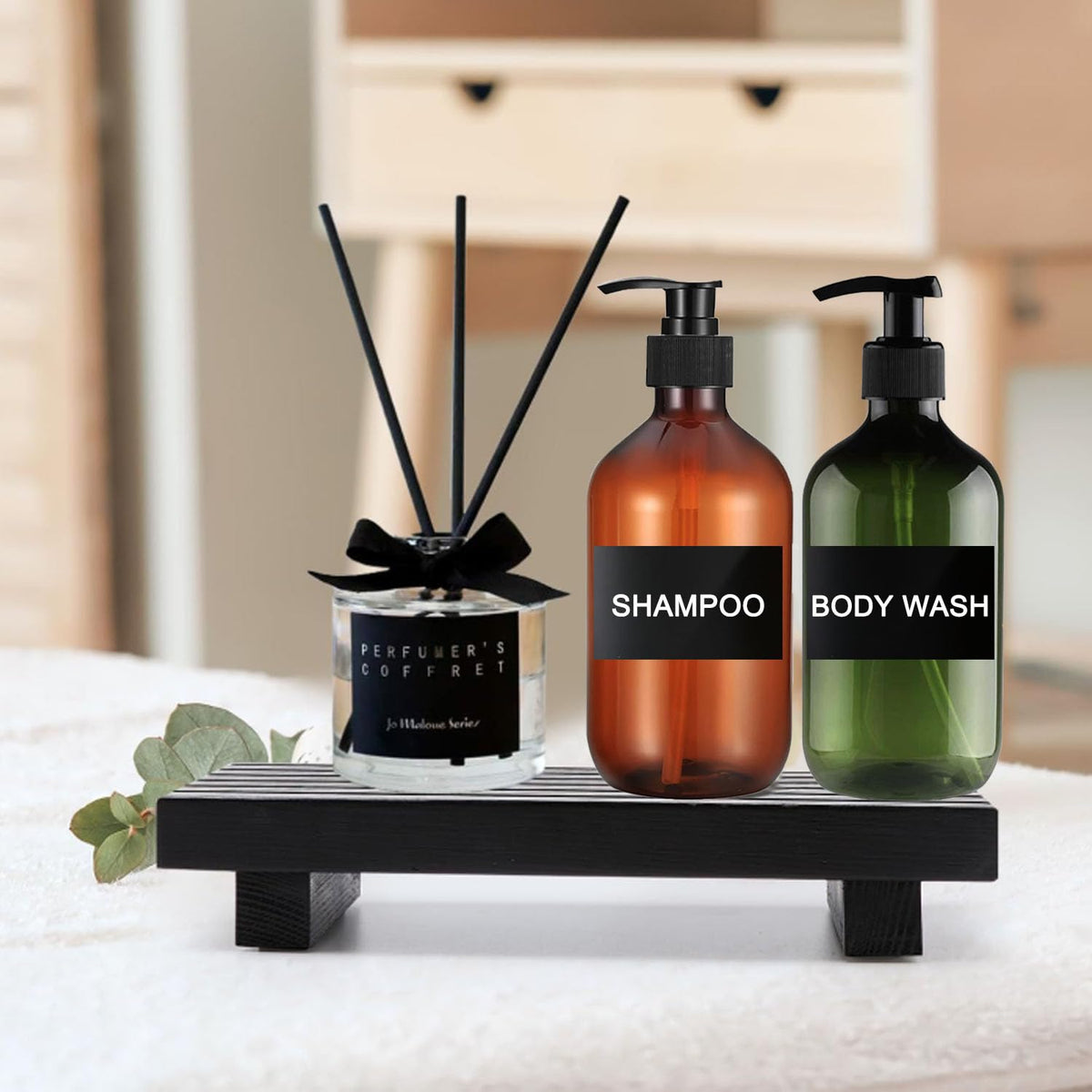 2 Pcs Pump Bottle Dispenser,500ML/17oz Refillable Empty Press Pump Bottles,Plastic Liquid Soap Dispenser Storage Holder Container for Liquid
