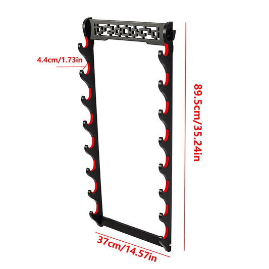 FOXSMZZ Sword Holder Wall Mount Samurai Sword Stand Display Katana Wakizashi Tanto Wall Hanger Sword Rack Five Layer (8-Tier)