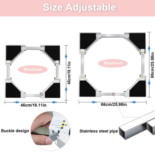 NIUXX Universal Stacking Kit for Washer and Dryer, Adjustable Stacking Frame Kit Fit for 46-66 cm Washing Machine and Tumble Dryers, Stacking Shelf