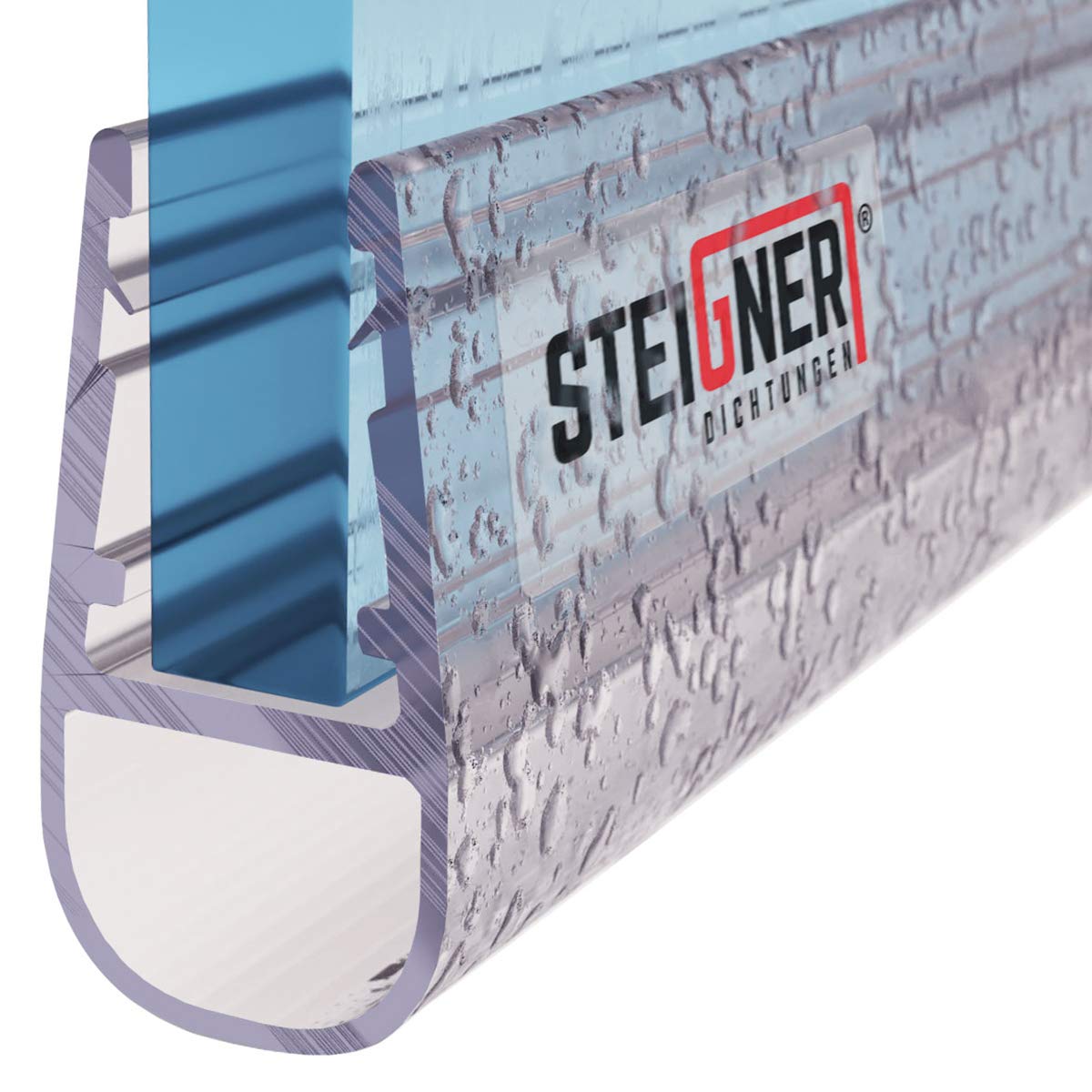 STEIGNER UK07 60cm Shower Seal for 6/7 / 8mm Glass Shower Doors and Panels Stops Leaks and Creates A Barrier