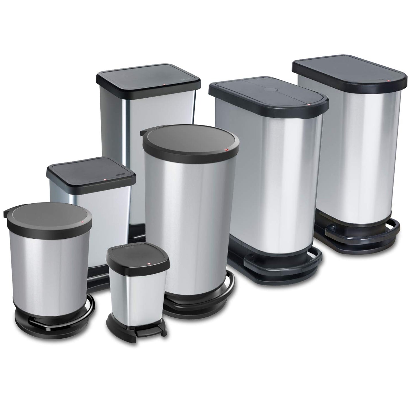 Rotho, Paso, Waste bin 6l for the bathroom with pedal and lid, Plastic (PP) BPA-free, green/metallic, 6l (23,4 x 21,9 x 29,2 cm)
