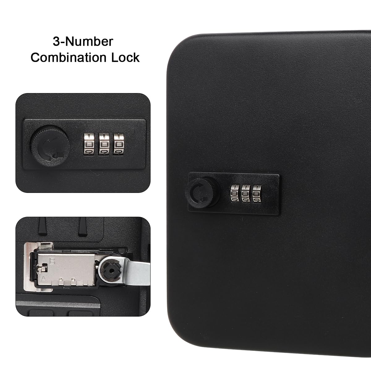 Parrency Combination Lock Key Box with 20 Hooks, Large Wall Mount Combination Lock Cabinet, 7 4/5" x 6 3/10" x 3" (Key Tags Included)